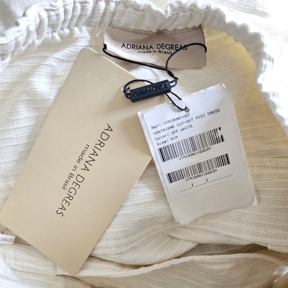 New ADRIANA DEGREAS Montaigne Cut-Out Chain Detail Off White Midi Dress Medium - Picture 11 of 12